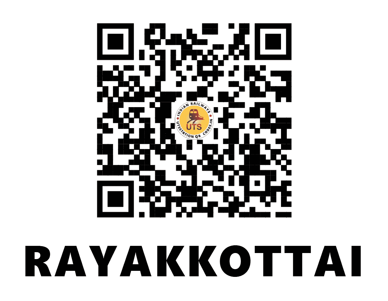 UTS QR Code for RAYAKKOTTAI - RYC (SW - TAMIL NADU)